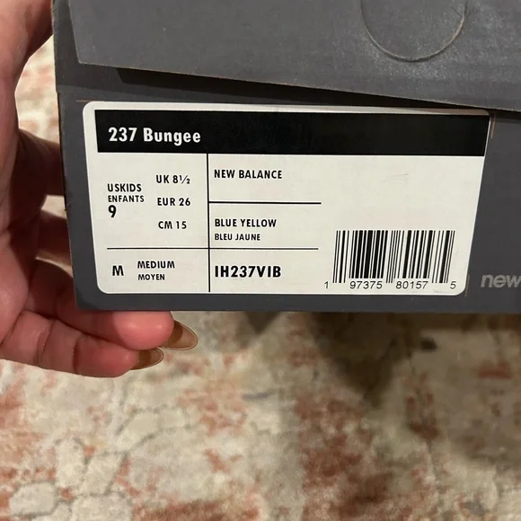 New Balance Kids' Blue and White Sneakers with Yellow Accent - Picture 8 of 8